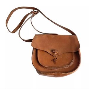 Madewell Leather Saddle Bag Crossbody Cognac Flap Handbag Brown Purse